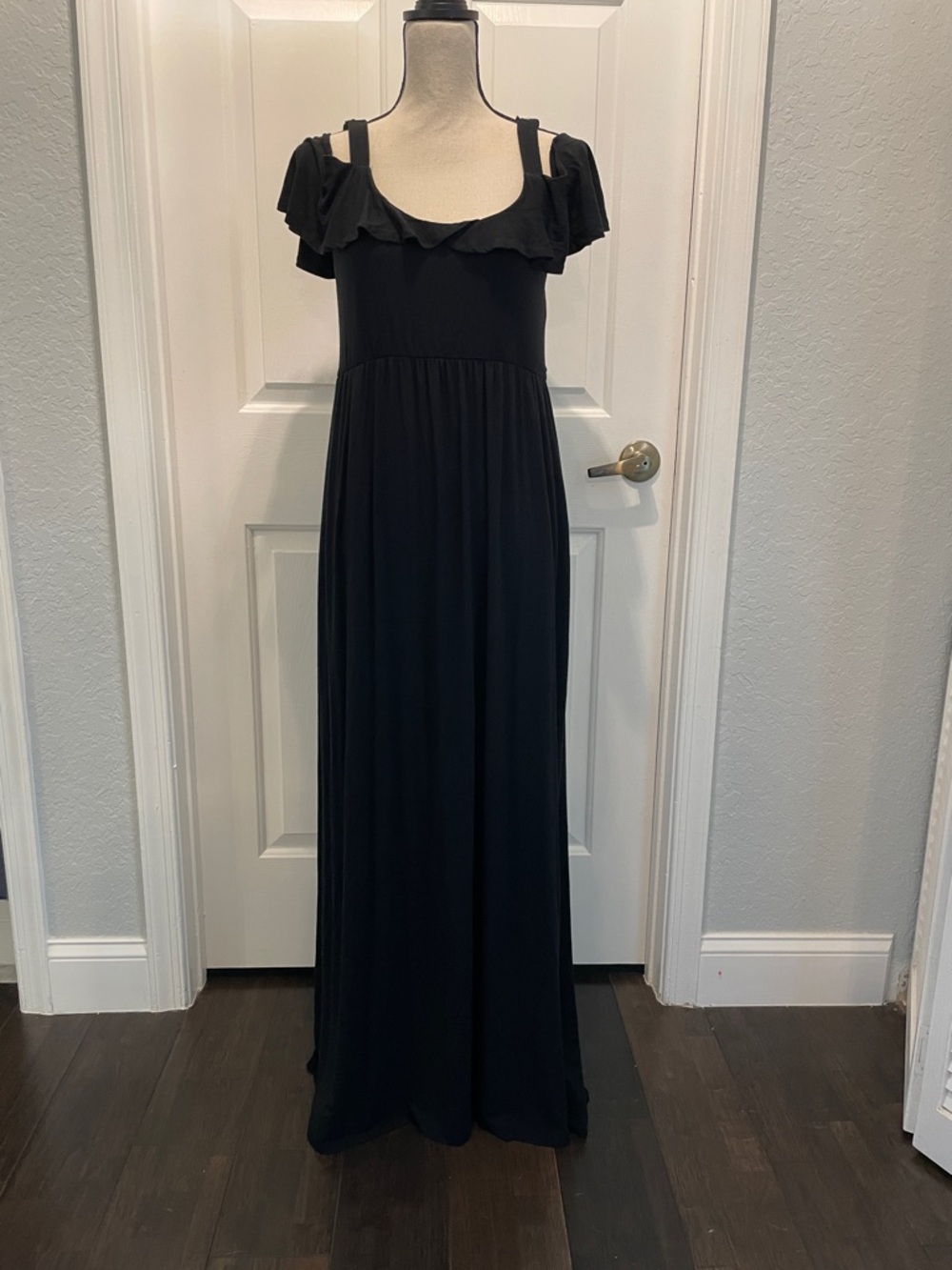Soma Black Ruffle-Trim Maxi Dress